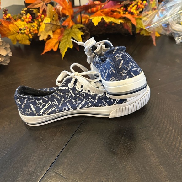 Cowboys Women's Canvas Sneakers - Navy and White - Picture 2 of 5